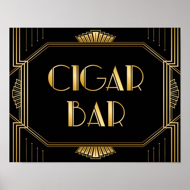 Cigar Bar Wedding Sign | Gatsby Art Deco Poster (Vorne)