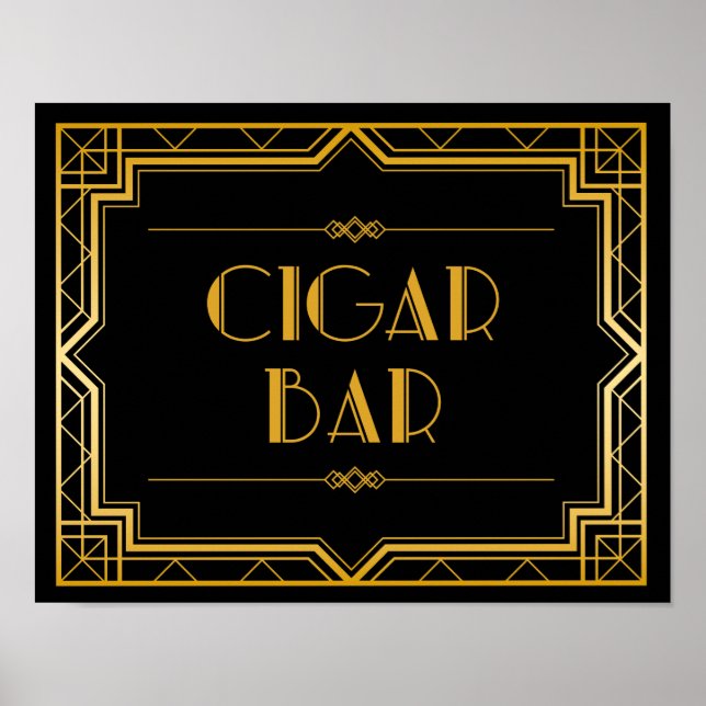 Cigar Bar Wedding Sign | Gatsby Art Deco Poster (Vorne)
