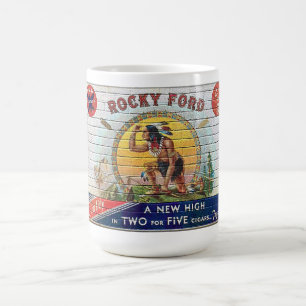 CIGAR-KARTENETIKETT DER 30ER JAHRE AUF EINER BRICK KAFFEETASSE