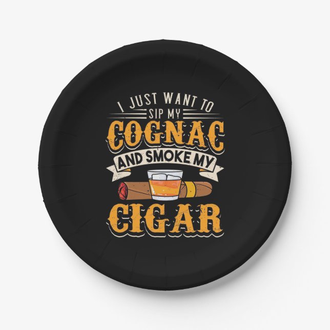 Cigar Lover | Mein Cognac und rauche meinen Zigarr Pappteller (Vorderseite)