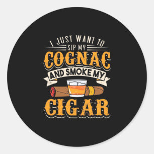 Cigar Lover   Mein Cognac und rauche meinen Zigarr Runder Aufkleber