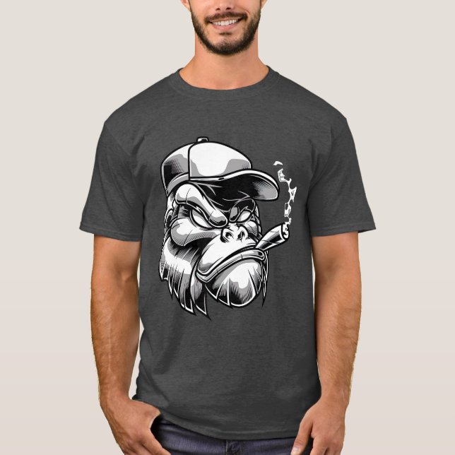 Cigar Rauchen Gorilla Silverback Affen Geschenk T-Shirt (Vorderseite)
