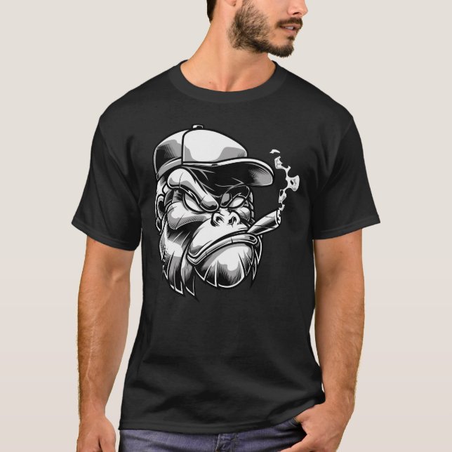 Cigar Rauchen Gorilla Silverback Affen Geschenk T-Shirt (Vorderseite)