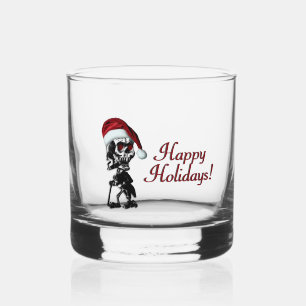 Cigar Rauchen Weihnachten Skelett glückliche Tage Whiskyglas