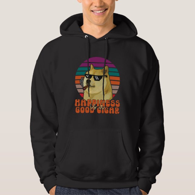 Cigar Smoker Dog with Sunglasses Happiness is a Go Hoodie (Vorderseite)