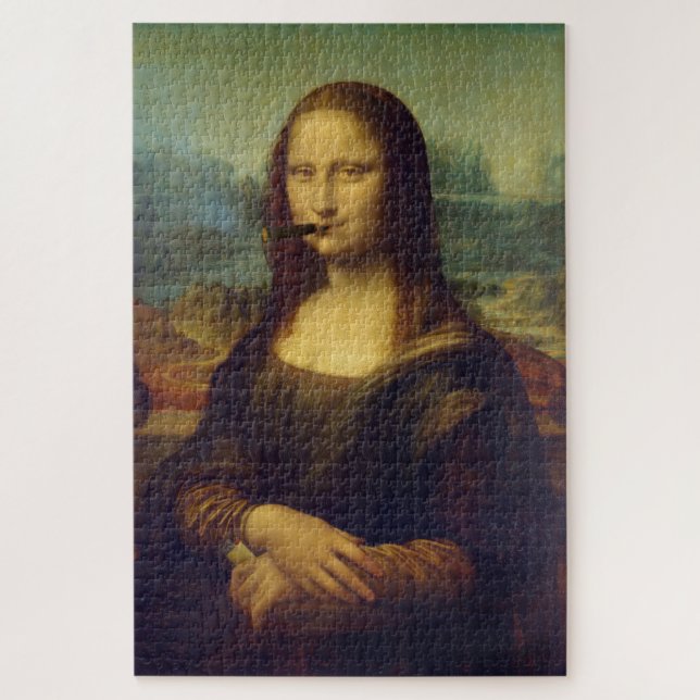 Cigar Smoker Mona Lisa Painting Funny Puzzle (Vertikal)