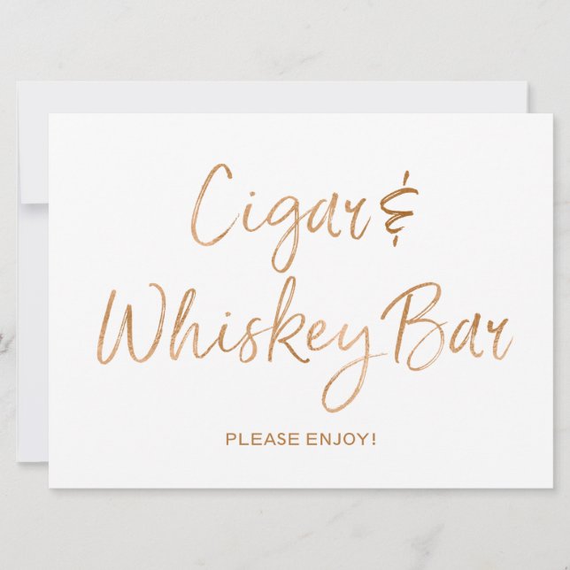 Cigar & Whiskey-Unterschrift | Stilvolle Gold-Rose (Vorderseite)