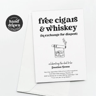 Cigar Whiskey Windeln Party Funny Men Vater Dusche Einladung