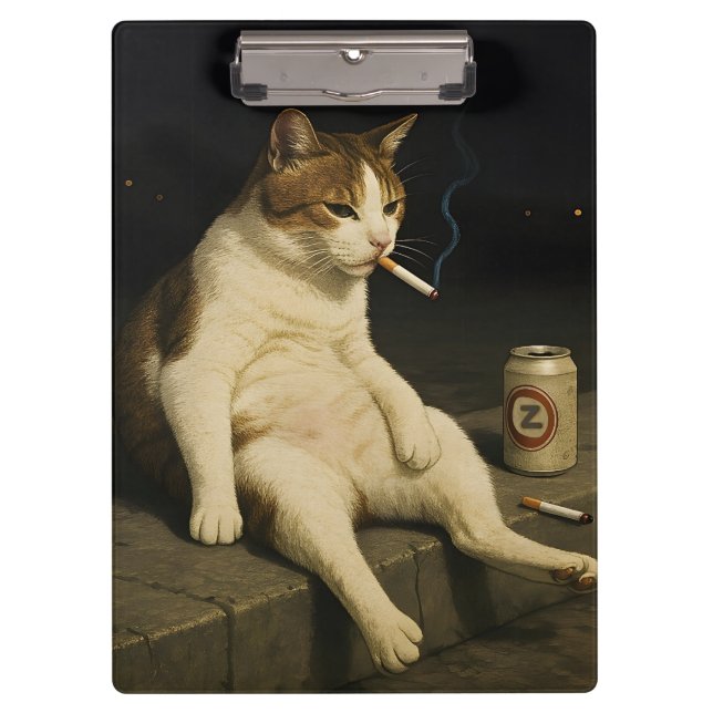 Cigarette Kitten Funny Smoking Cat Gen Z Meme Klemmbrett (Vorderseite)