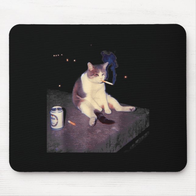 Cigarette Kitten Funny Smoking Cat Meme Stud Gehir Mousepad (Vorne)
