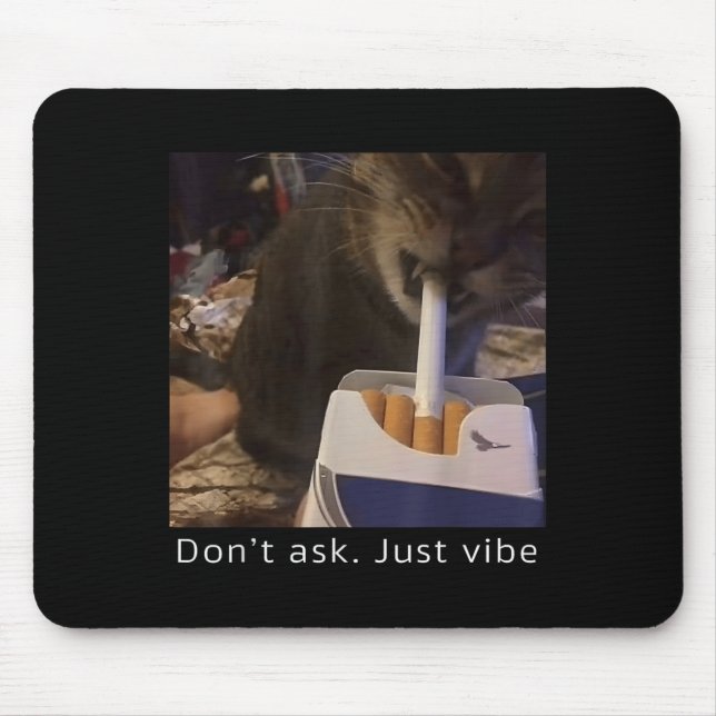Cigarette Kitten Funny Smoking Cat Meme Stud Gehir Mousepad (Vorne)