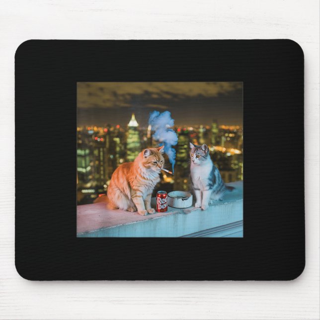 Cigarette Kitten Funny Smoking Cat Meme Stud Gehir Mousepad (Vorne)