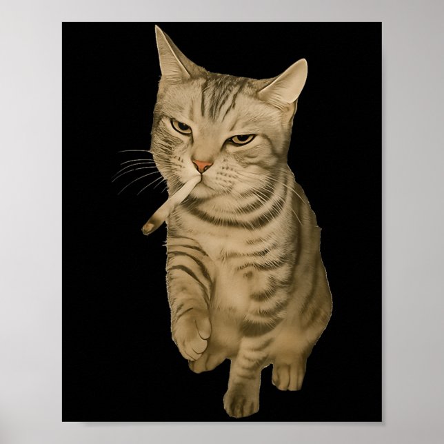 Cigarette Kitten Funny Smoking Cat Meme Stud Gehir Poster (Vorne)