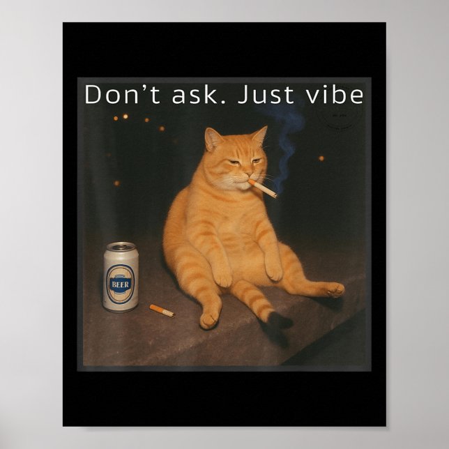 Cigarette Kitten Funny Smoking Cat Meme Stud Gehir Poster (Vorne)