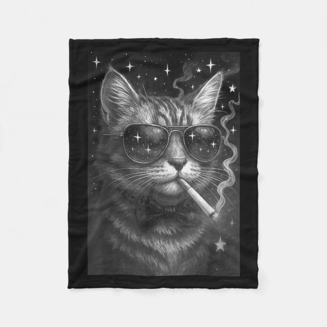 Cigarette Kitten Funny Smoking Cat Meme Stupid Bra Fleecedecke (Vorderseite)