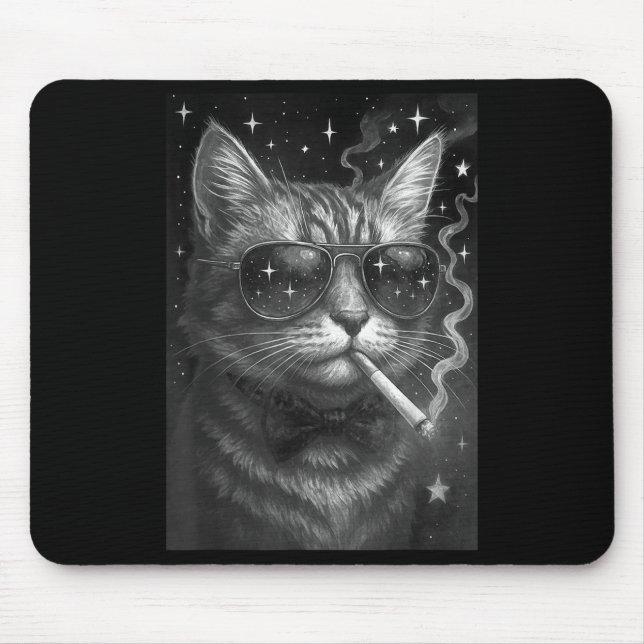 Cigarette Kitten Funny Smoking Cat Meme Stupid Bra Mousepad (Vorne)