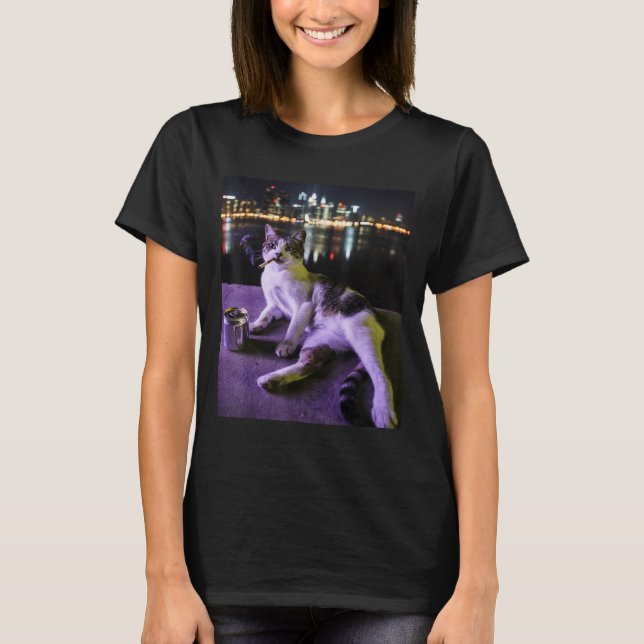 Cigarette Kitten Funny Smoking Cat Meme Stupid Bra T-Shirt (Vorderseite)