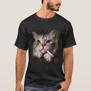 Cigarette Kitty Gen Z Joke Funny Smoking Cat Meme T-Shirt