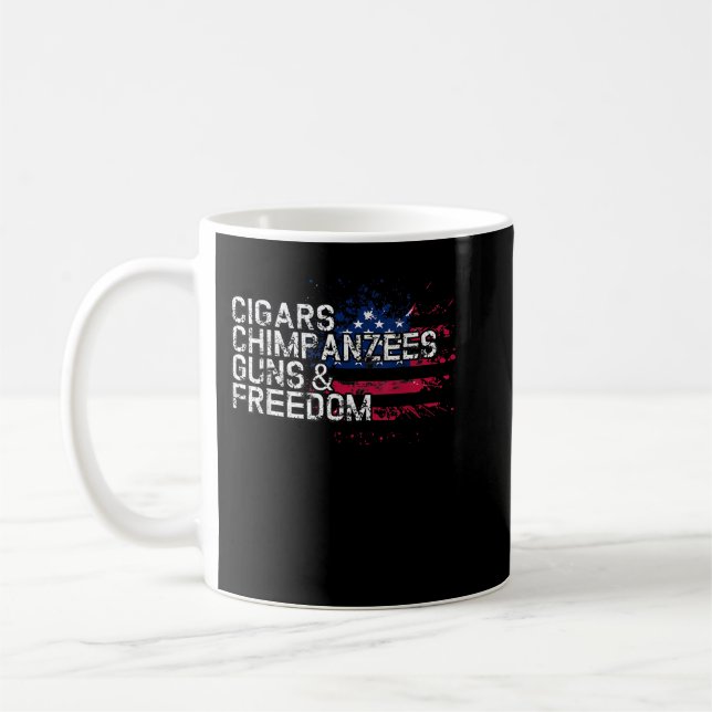 Cigars CHIMPANZEES Waffen & Freiheit Kaffeetasse (Links)