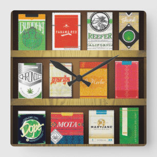 Cigaweed Quadratische Wanduhr