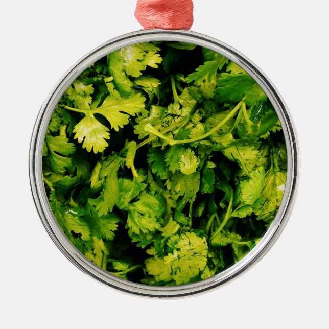Cilantro/Coriander-Blätter Ornament Aus Metall (Vorne)