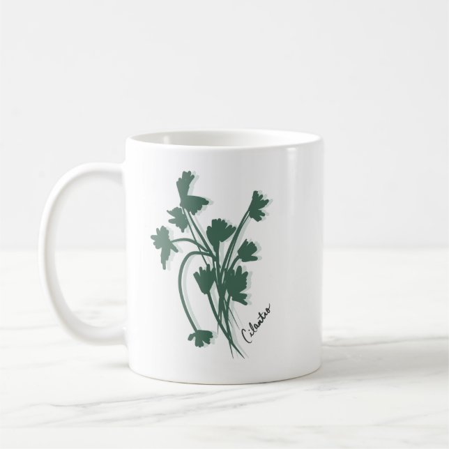 Cilantro Herb Garden Koriander Hand Drawn Kaffeetasse (Links)