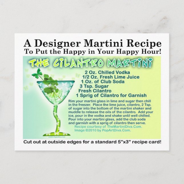 Cilantro Martini Rezept Postkarte (Vorderseite)
