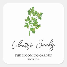 Cilantro Seeds-Label Quadratischer Aufkleber