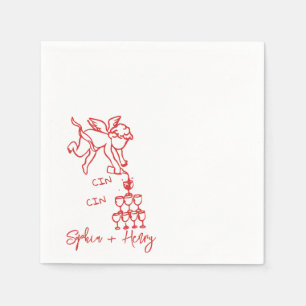 Cin Cherub Hand Drawn Cupid Icon Hochzeit Serviette