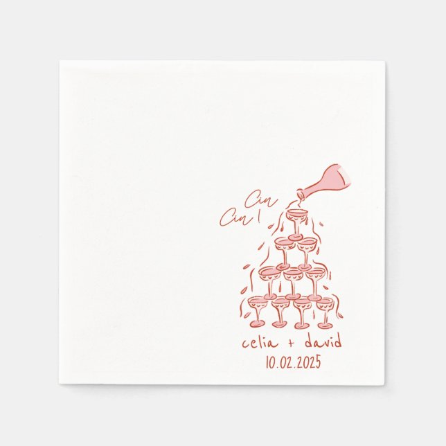 Cin Cin Italian Wedding Serviette (Vorderseite)
