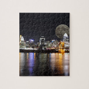 Cincinnat Skyline mit dem Mond Puzzle