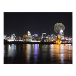 Cincinnat Skyline mit dem Mondplakat Fotodruck
