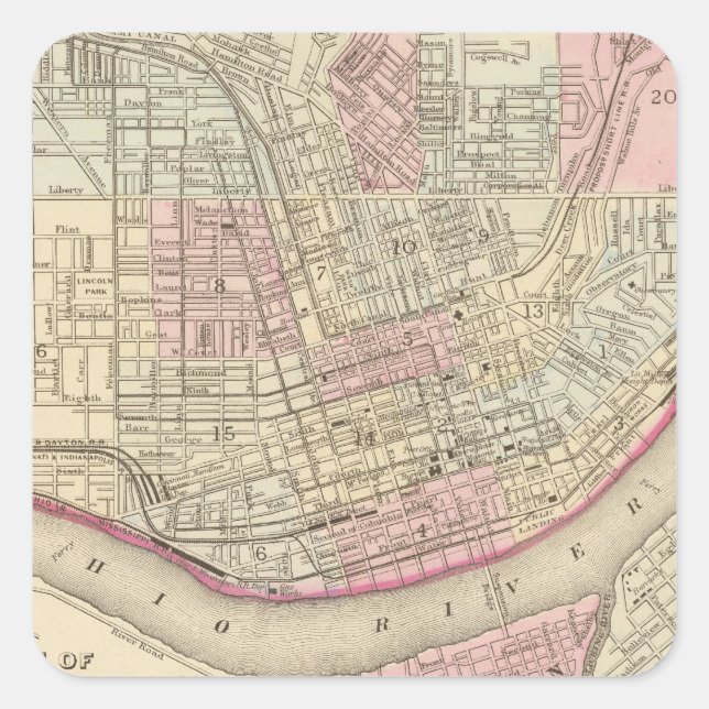 Cincinnati 2 quadratischer aufkleber (Vorderseite)