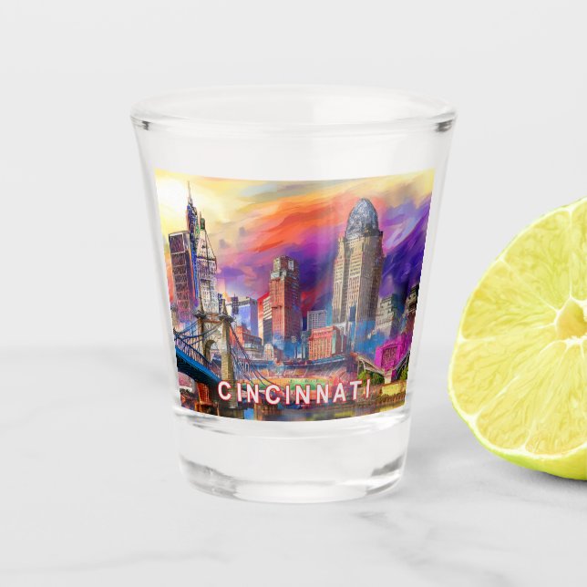 Cincinnati Abstrakte Kunst Schnapsglas (Vorderseite)