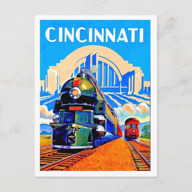 Cincinnati-Bahn, Züge, Vintage-Postkarte Postkarte (Vorderseite)