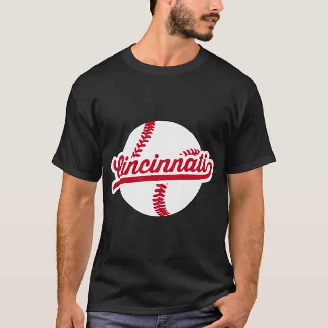 Cincinnati Baseball Ohio Pride Liebe Rote Stadt T-Shirt (Vorderseite)
