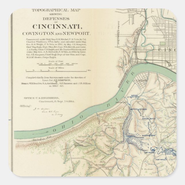 Cincinnati, Covington Quadratischer Aufkleber (Vorderseite)