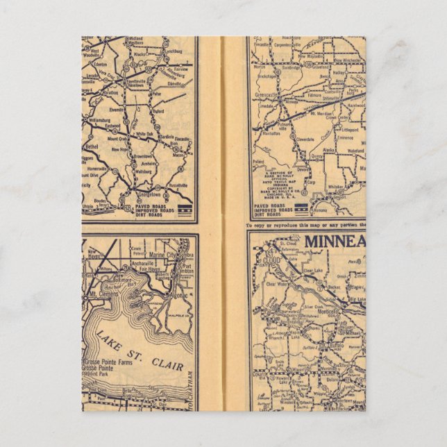 Cincinnati, Detroit, Indianapolis Postkarte (Vorderseite)