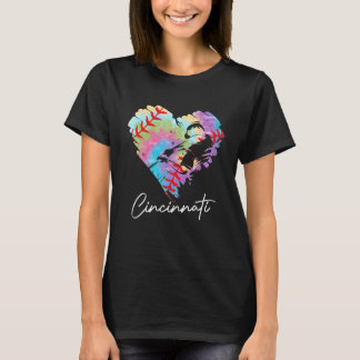 Cincinnati Gefärbte Krawatte Baseball Herz Basebal T-Shirt