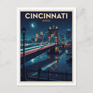 Cincinnati Historic Riverfront bei Nacht Ohio Postkarte