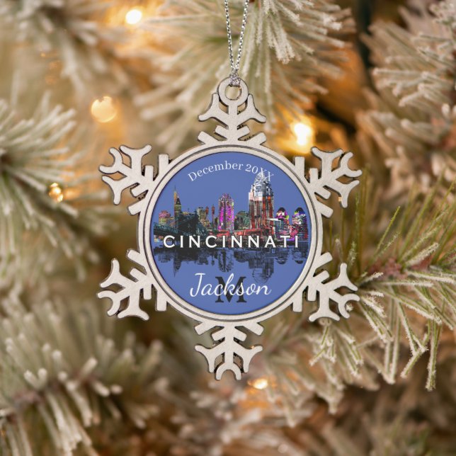 Cincinnati in Graffiti Schneeflocken Zinn-Ornament (Baum)
