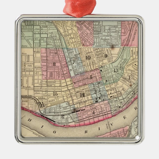 Cincinnati-Karte durch Mitchell Ornament Aus Metall (Vorne)