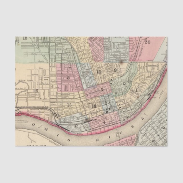 Cincinnati-Karte durch Mitchell Seidenpapier (Vorderseite)