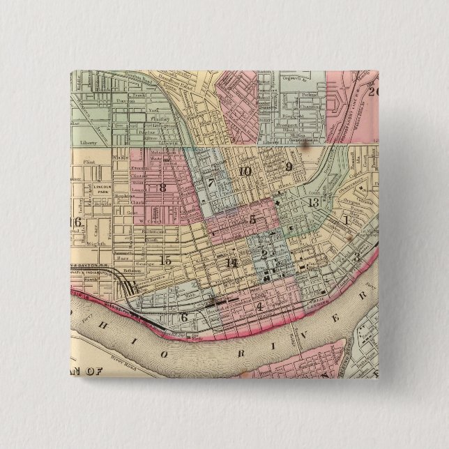 Cincinnati Karte von Mitchell Button (Vorderseite)