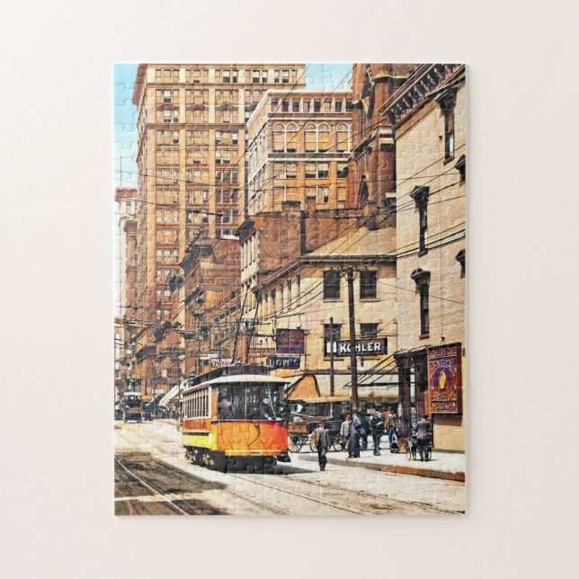 Cincinnati OH - 4th und Main Streets mit Straßenba Puzzle (Vertikal)