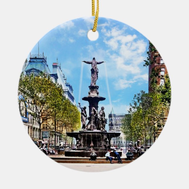Cincinnati OH - Tyler-Davidson-Brunnen c1906 Keramik Ornament (Vorne)