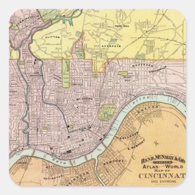 Cincinnati, Ohio 2 Quadratischer Aufkleber (Vorderseite)