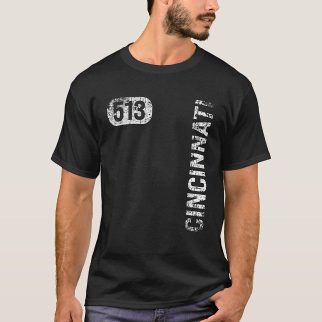 Cincinnati Ohio 513 Bereichscode Vintag Retro T-Shirt (Vorderseite)