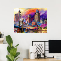 Cincinnati Ohio Abstrakte Skyline Kunst, Dichtung