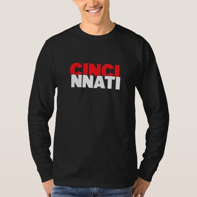 Cincinnati Ohio, Cincy City White Red Graphic T-Shirt (Vorderseite)